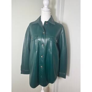 The Ganna Green Faux Leather Button Up Jacket or Top Sz xs